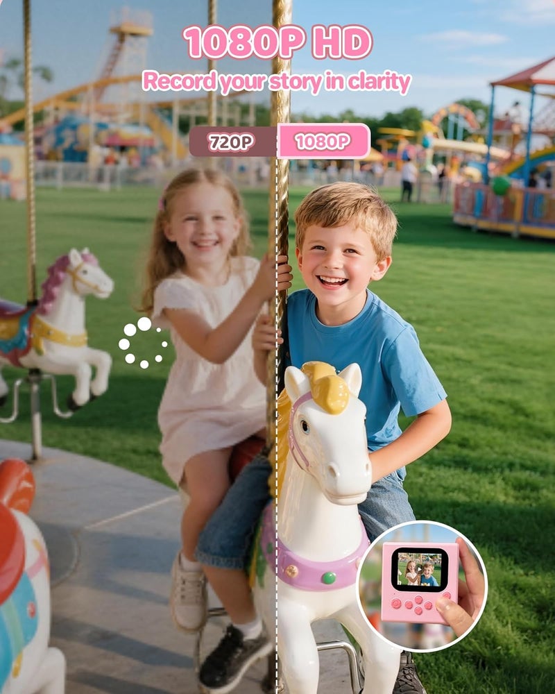 HODDRCCN Kids Camera Instant Print Pink: 32G Instant Print Camera for Kids -1080P HD - Christmas Birthday for Girls Age 3-12 - Ideal Toy for 3 4 5 6 7 8 9 10 11 12 Girls Boys - Image 5
